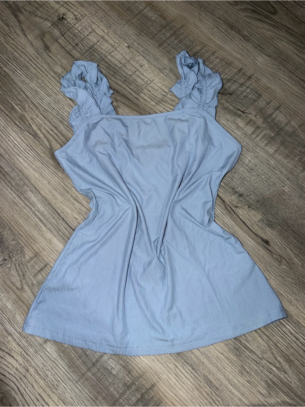 SHEIN Light Blue Ruffle Strap Tank Top